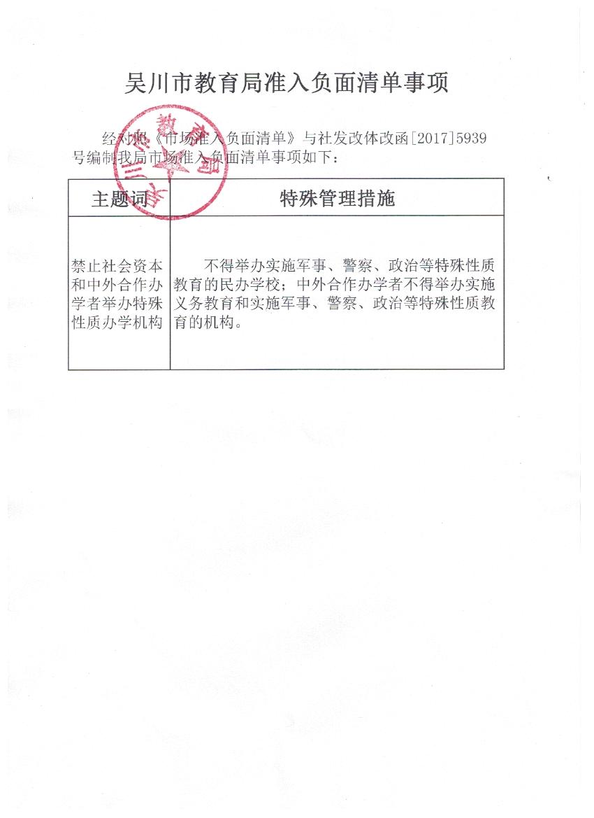 图片:极速赛车
教育局准入负面清单事项